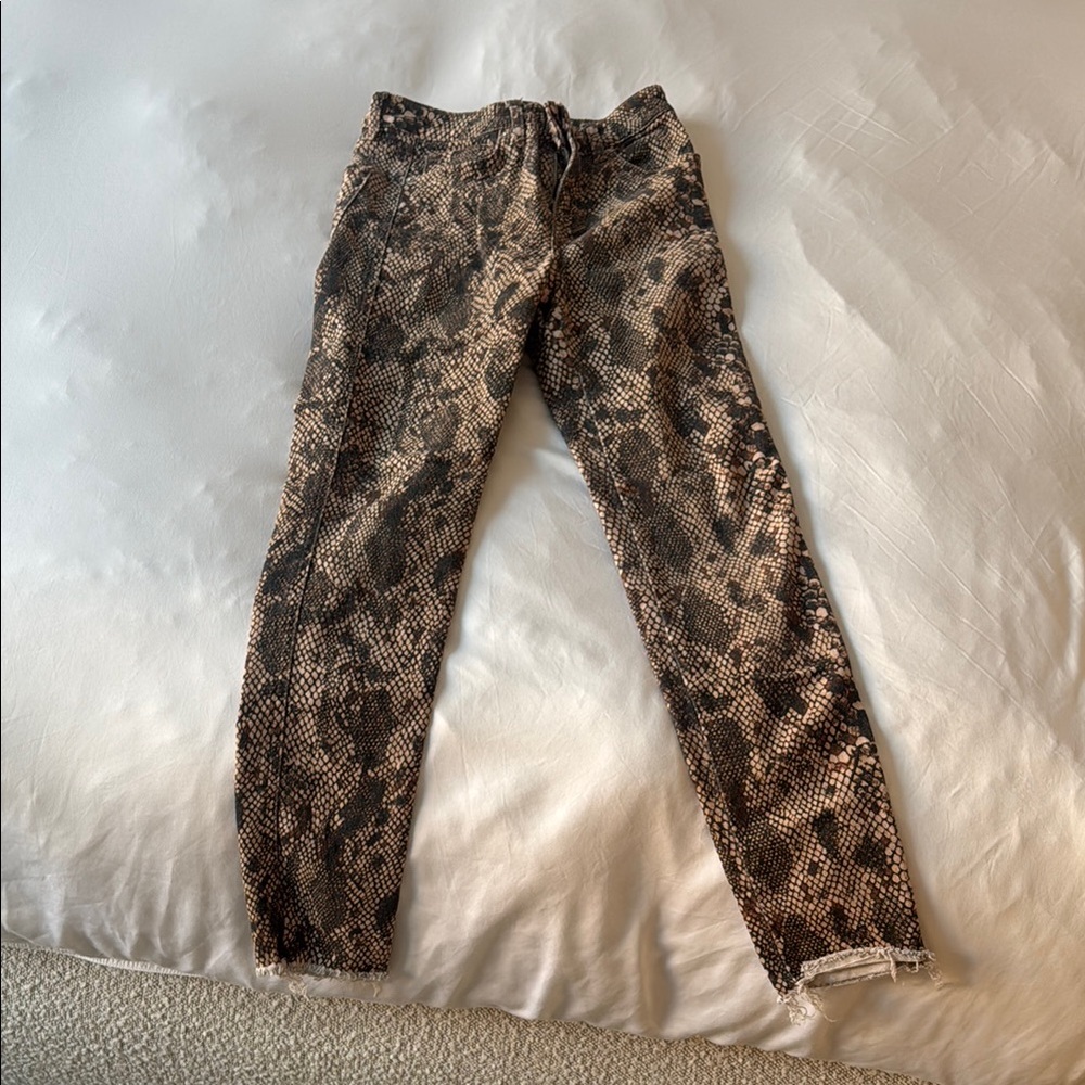 Brown and Black Skinny Jeans with Camouflage Pattern